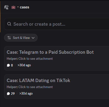 Traffic Lab Cases section with Telegram subscription and LATAM TikTok case breakdowns
